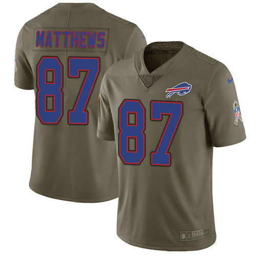 Nike Bills #87 Jordan Matthews Olive Men's Stitched NFL Limited Salute To Service Jersey
